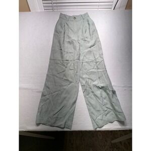 Loulou Studio Menak Wide Leg Trousers Pale Green Viscose Linen Blend XS